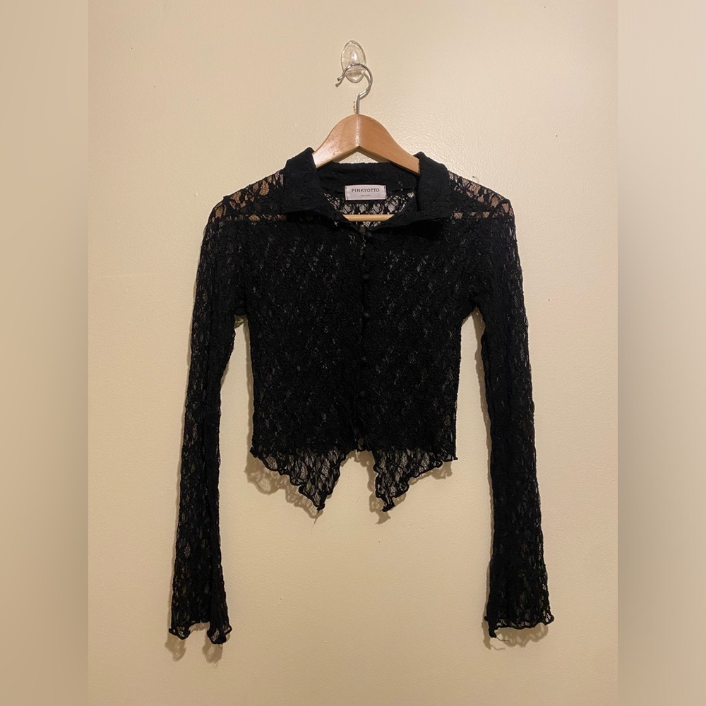 Pinkyotto Black Lace Top. Size XS
